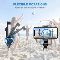 Selfie Stick and Tripod Stand, 3-in-1 Multifunctional Selfie Stick with Tripod Stand Compatible with iPhone/OnePlus/Samsung/Oppo/Vivo and All Phones - Black, Selfie Stick With Tripod, Pack Of 1