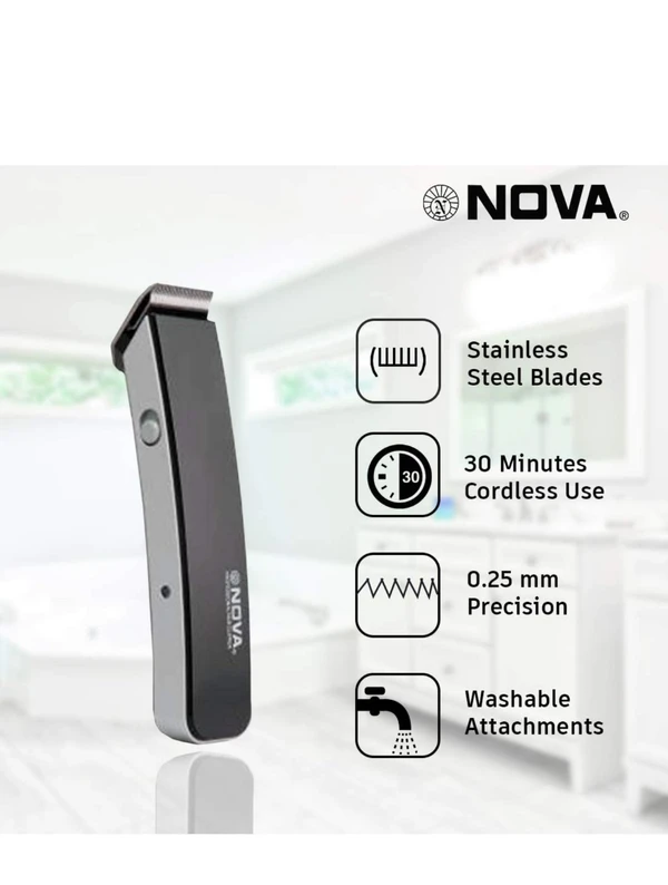 Rechargeable Cordless Beard Trimmer for Men (Black) & Nova NHT - 1047 Pro Skin Advance Rechargeable Cordless Beard Trimmer for Men - Trimmer, Pack Of 1