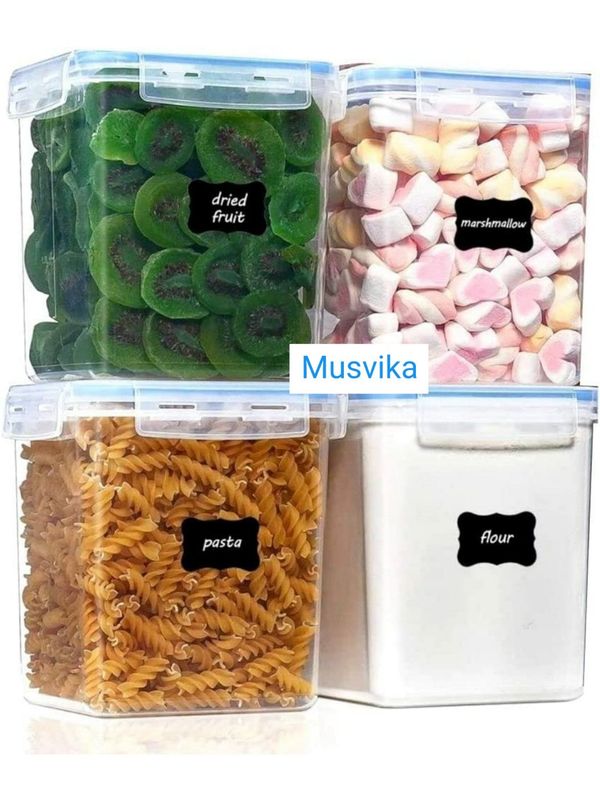 Food & Fridge Storage Jars & Containers Plastic Boxes Air Tite for Kitchen Canister Jar and Container Dal / Stackable / Snacks / Atta / Cereals, Set Of 4, Transparent - Air Tite Transparent, Pack Of 4 Same Medium Size