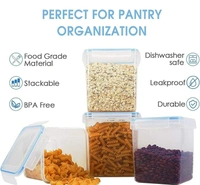 Food & Fridge Storage Jars & Containers Plastic Boxes Air Tite for Kitchen Canister Jar and Container Dal / Stackable / Snacks / Atta / Cereals, Set Of 4, Transparent - Air Tite Transparent, Pack Of 4 Same Medium Size