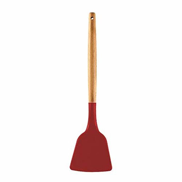Spatlus Woodtula Kitchen Silicone Spatula Shovel with Wooden Handle, Non-Stick Cookware Heat Resistant Kitchen Utensil Tools - Spatula For Kitchen, Pack Of 1