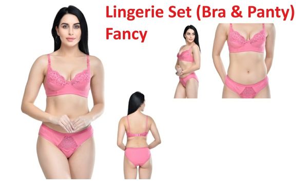 Women's Laced Bra and Panty Set | Beautiful Combo of Lingerie Set - Tickle Me Pink, Pack Of 1 Set, 40B