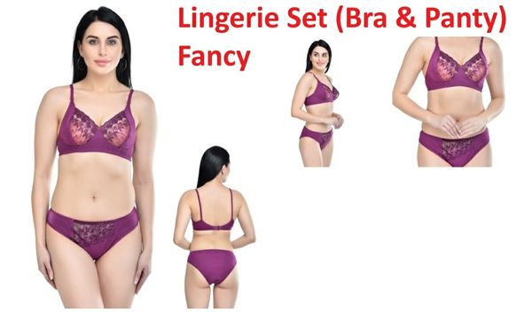 Women's Laced Bra and Panty Set | Beautiful Combo of Lingerie Set - Purple, Pack Of 1 Set, 40B