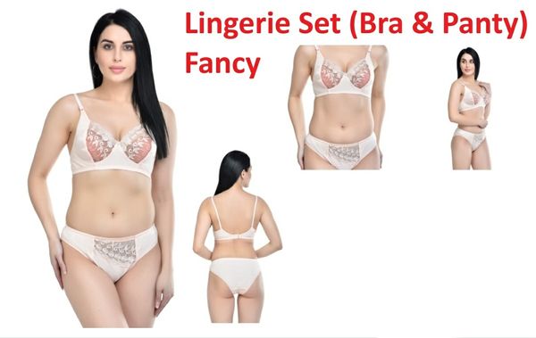 Women's Laced Bra and Panty Set | Beautiful Combo of Lingerie Set - Cameo, Pack Of 1 Set, 36B