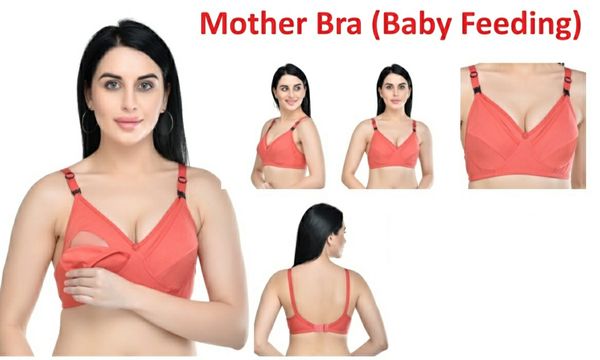 Women's Breastfeeding Maternity Full Cup Cotton Hosiery Feeding Bra  - Tickle Me Pink, 42C, Pack Of 1