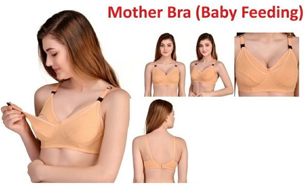 Women's Breastfeeding Maternity Full Cup Cotton Hosiery Feeding Bra  - Salomie, 32C, Pack Of 1