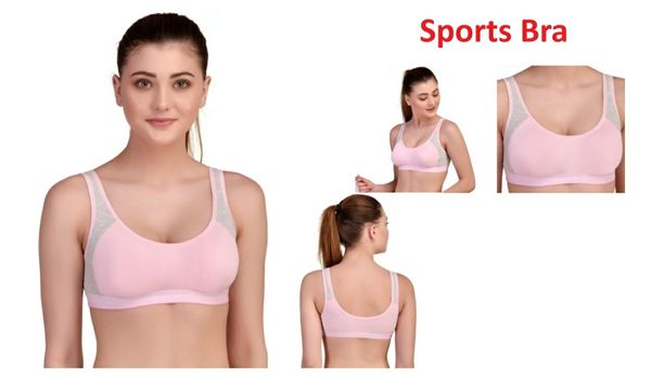 Women's Cotton Non Padded Daily Workout Sports Gym Bra  - 40B, Pink Lace, Pack Of 1