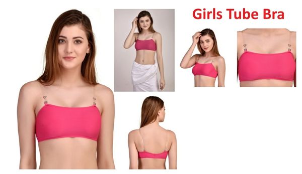 Women's Girl's Cotton Non-Padded Regular Tube Bra  - Red, 32B, Pack Of 1