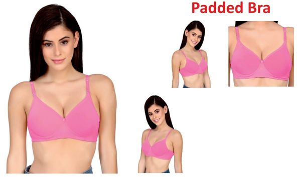 Women's Cotton & Polyester Lightly Padded Wire Free T-Shirt Bra - Pink, T Shirt Bra, 30B