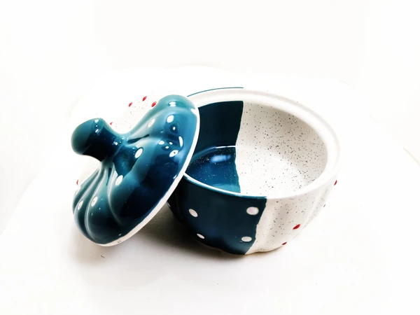  Ceramic Butter Pot with Ceramic Lid | Chutney Jar | Pickle Pot | Jam Jar - Ceremic Pot With Lid, Pack Of 1 Set
