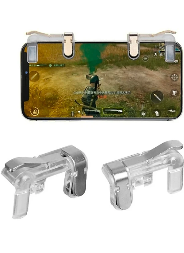 Metal PUBG Game Trigger Joystick Compatible with All Smartphones Sensitive Shoot aim Buttons L1 R1 Trigger Mobile Game Controller Transparent (Trigger) - Pubj Trigger, Pack Of 1 Pair