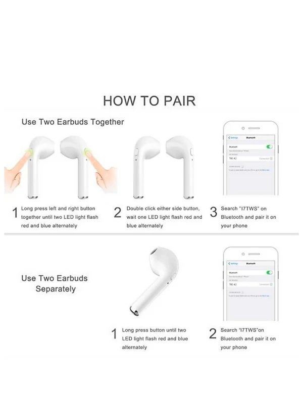 TWS i7s Bluetooth Wireless Earphone Bluetooth Headset (White, True Wireless) - Pack Of 1, Earbuds