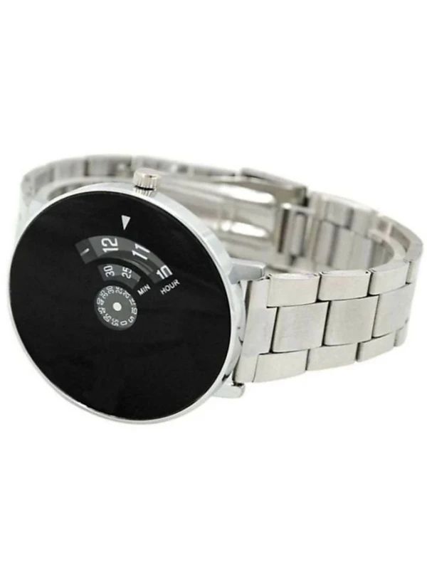 Analogue Boy's Watch (Black Dial Silver Colored Strap) - Pack Of 1, Paidu Watch, Silver