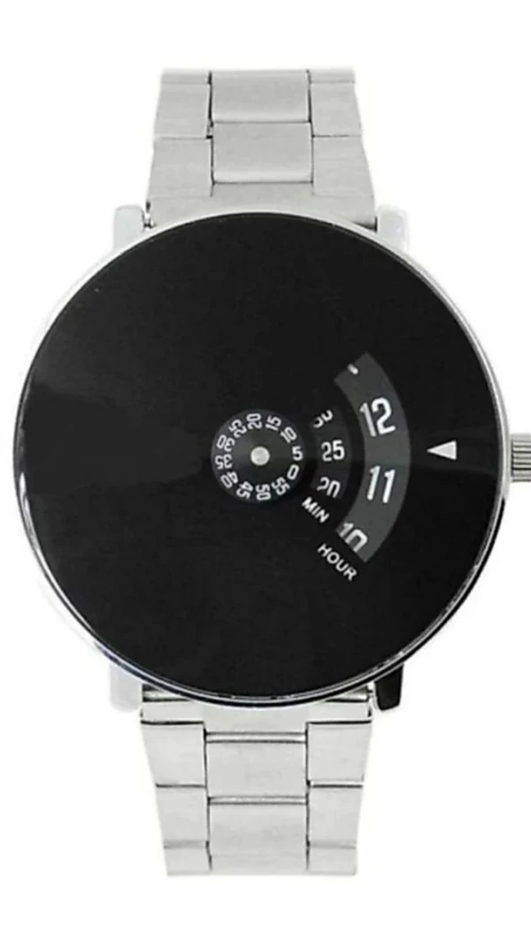 Analogue Boy's Watch (Black Dial Silver Colored Strap) - Pack Of 1, Paidu Watch, Silver