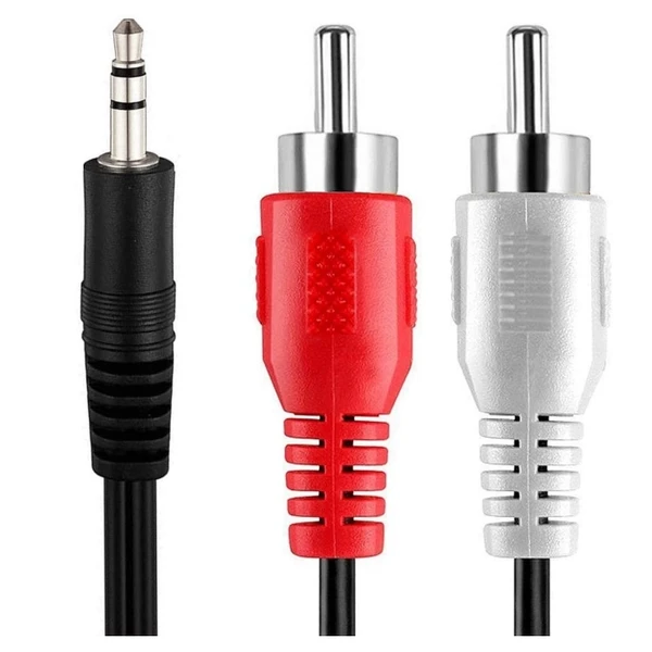 3.5mm Jack Stereo Audio Male to 2 RCA Male Cable AV Audio Video Cable TV-Out Cable Speaker Amplifier Connect RCA Audio Video TRS 3-Pole Male Plug to Dual RCA Male - 2 RCA, Pack Of 1