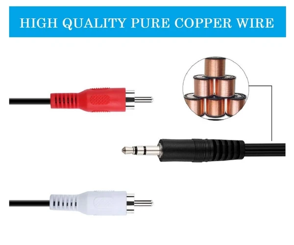 3.5mm Jack Stereo Audio Male to 2 RCA Male Cable AV Audio Video Cable TV-Out Cable Speaker Amplifier Connect RCA Audio Video TRS 3-Pole Male Plug to Dual RCA Male - 2 RCA, Pack Of 1