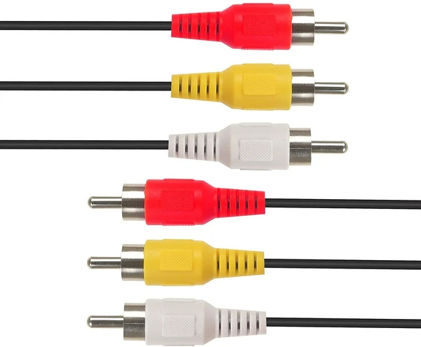 3 RCA Male to Male 3 RCA Audio Video AV Cable. Suitable for TV LC LED Home Theater Laptop PC DVD .Black - 3 RCA, Pack Of 1