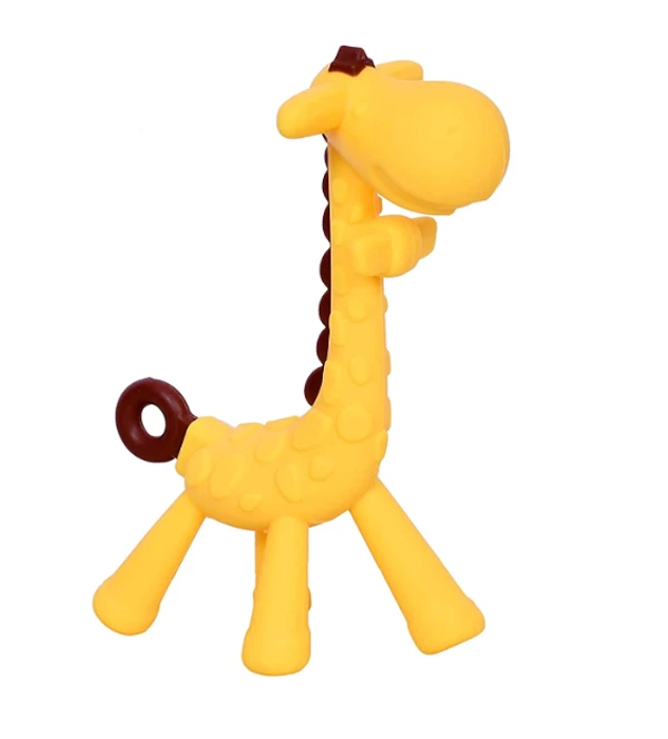 Musvika BPA Free Silicone Giraffe Baby Teether Toy with Storage Case, for 3 Months Above Infant Sore Gums Pain Relief and Baby Shower, Teething Toys - Toddler