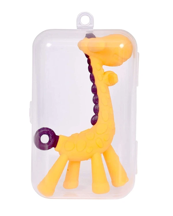 Musvika BPA Free Silicone Giraffe Baby Teether Toy with Storage Case, for 3 Months Above Infant Sore Gums Pain Relief and Baby Shower, Teething Toys - Toddler