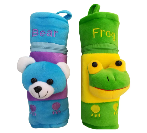 Musvika Cute Velvet Baby Warm Milk Feeding Bottle Cover - Bear-Frog, Pack of 2, Toddler