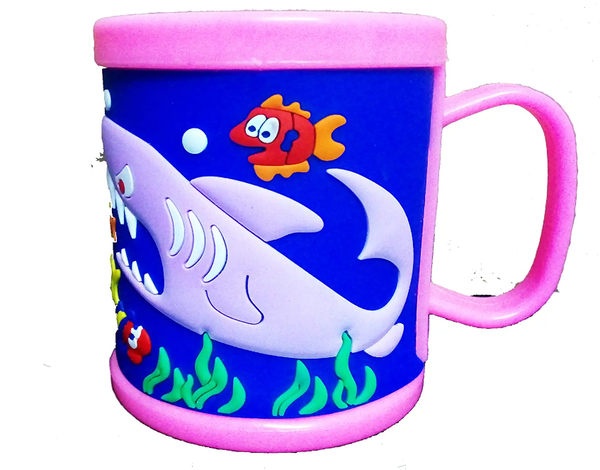 Musvika Fancy Plastic Cartoon Emboosed Washable 3 D Mug/Milk Mug for Kids (Design 2, Random Colors) - kids