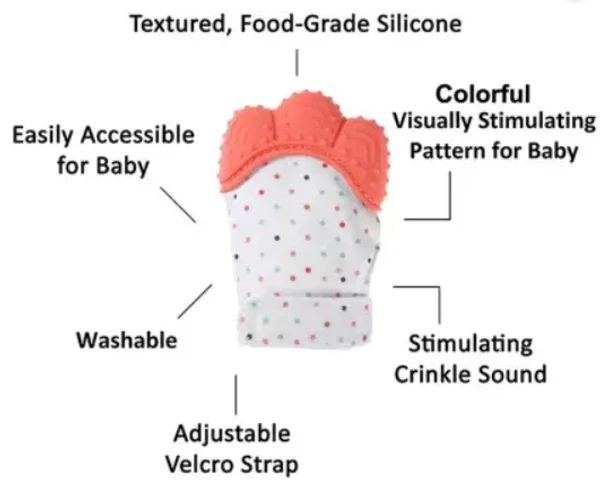 Musvika Self-Soothing, BPA-Free Soft Food-Grade Silicone Teether Handy Mitt Toy Baby Teething Mitten Gloves for Infants Baby Boys and Girls-PACK OF 2 Teether - Toddler