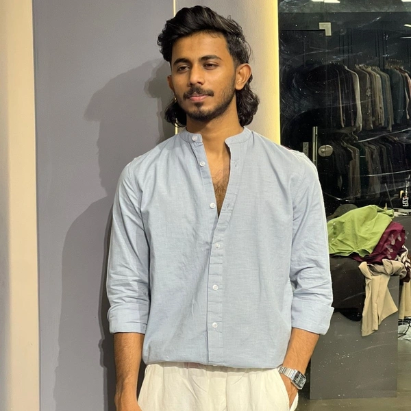 Chinese collar linen shirt (M,Xl)