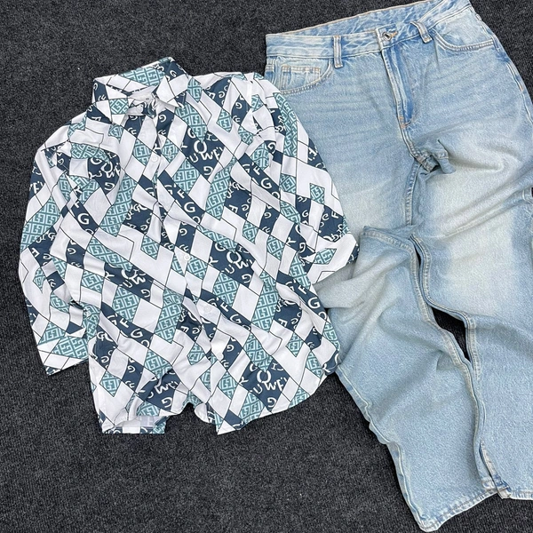 3/4 Sleeve Shirt + Loose Fit Jeans (XS,S,M)