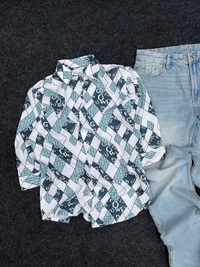 3/4 Sleeve Shirt + Denim Baggy(XS)