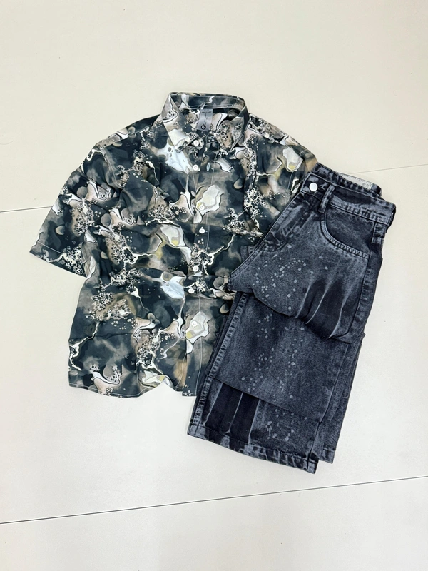 Imported Five Sleeve Shirt + Baggy Combo (S,M)