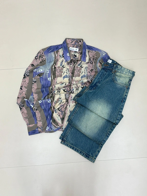 Imported Full Sleeve Shirt + Baggy Jeans Combo (M,L,XL,XXL)