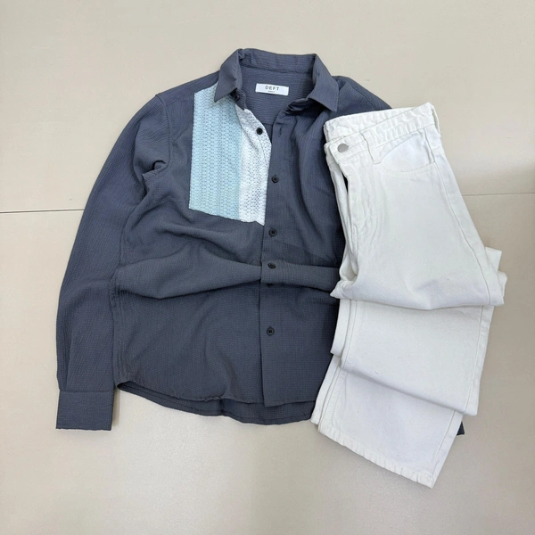Full Sleeve Embroidery Shirt + Baggy Jeans Combo (S,M,L)