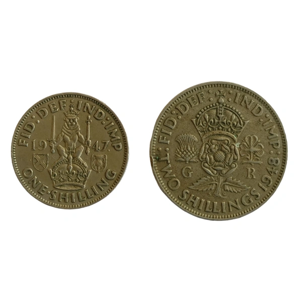 UK Shillings Set of 2 Coins - George 6th King (1947 - 1948)