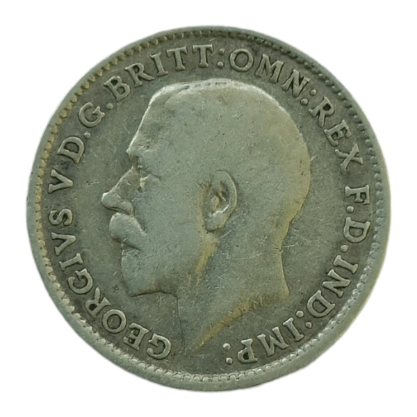 U.K 3 Pence Silver Coin (George 5th King) - 1918