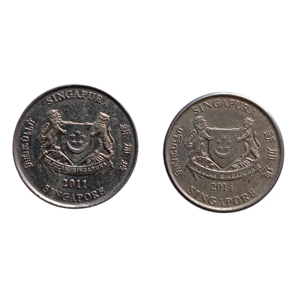 2 Different Singapore 20 Cents Coins Set