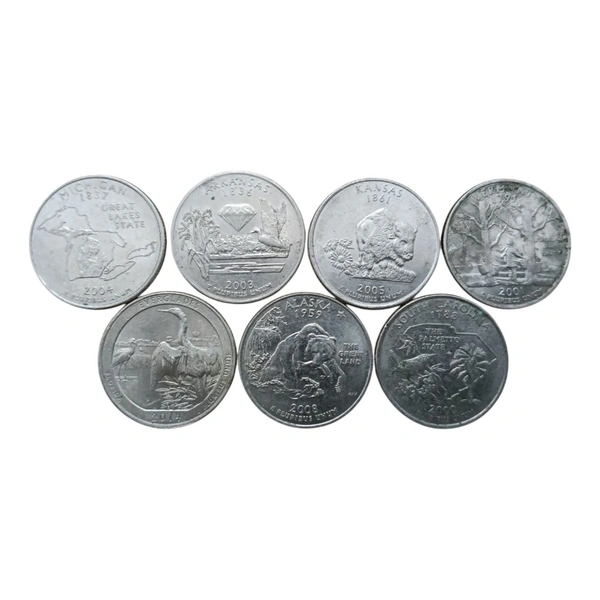 USA 7 Coins Set - Quarter Dollars Set #0002