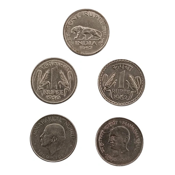 1947 to 1969 1 Rupee (Nickel) Coins Set