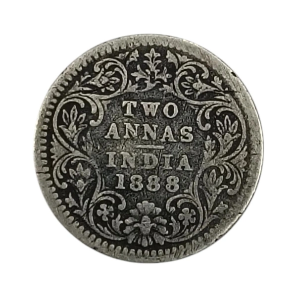 1888 2 Annas Silver Coin - Victoria Empress