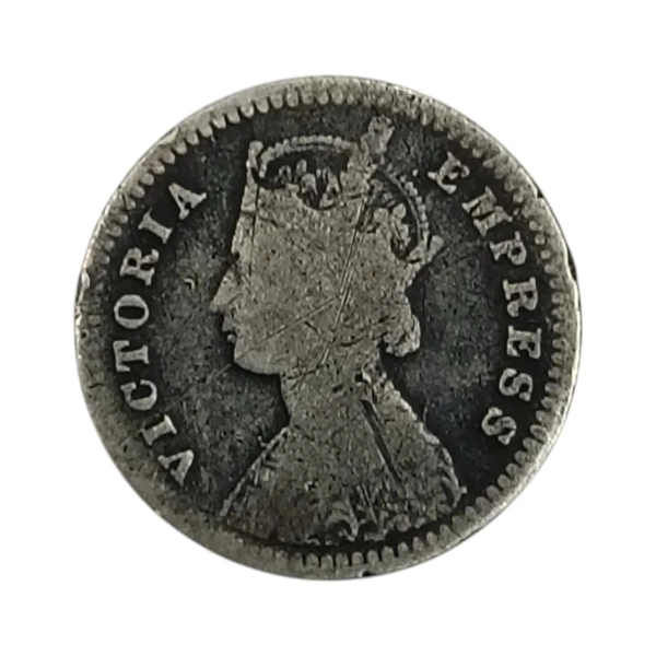 1888 2 Annas Silver Coin - Victoria Empress