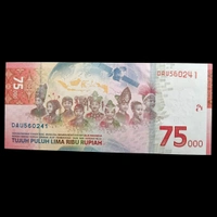 2020 Indonesia 75000 Rupiah UNC Commemorative Note - Celebrating 75 Years  Of Independence