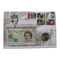 2003 - Queen Elizabeth II - Coronation Jubilee Set (Coin(1) + Banknote(1) + Stamps(5))