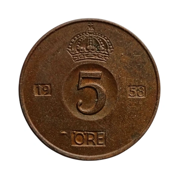 1958 Sweden 5 Ore Coin