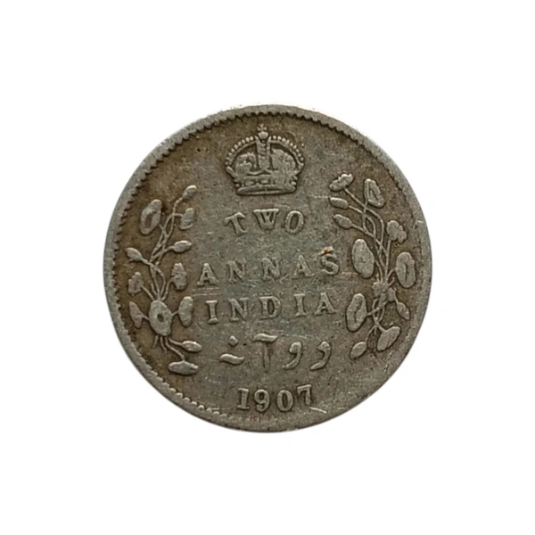 2 Annas Silver Coin - Edward 7th King - 1907