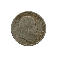 2 Annas Silver Coin - Edward 7th King - 1907