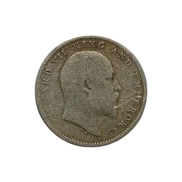 2 Annas Silver Coin - Edward 7th King - 1907
