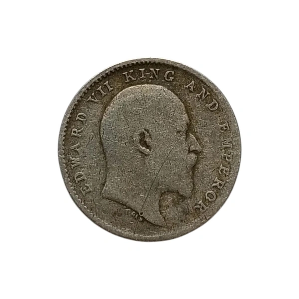 2 Annas Silver Coin - Edward 7th King - 1910