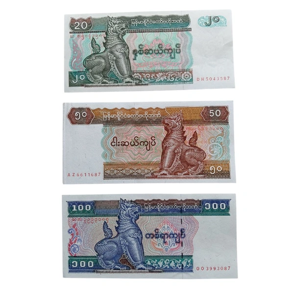Myanmar 3 Different UNC Notes Set