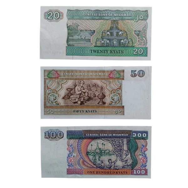 Myanmar 3 Different UNC Notes Set