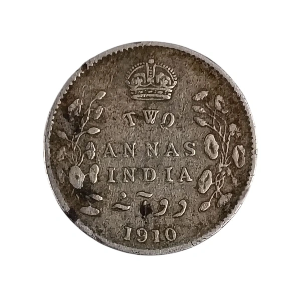 2 Annas Silver Coin - Edward 7th King  - 1910