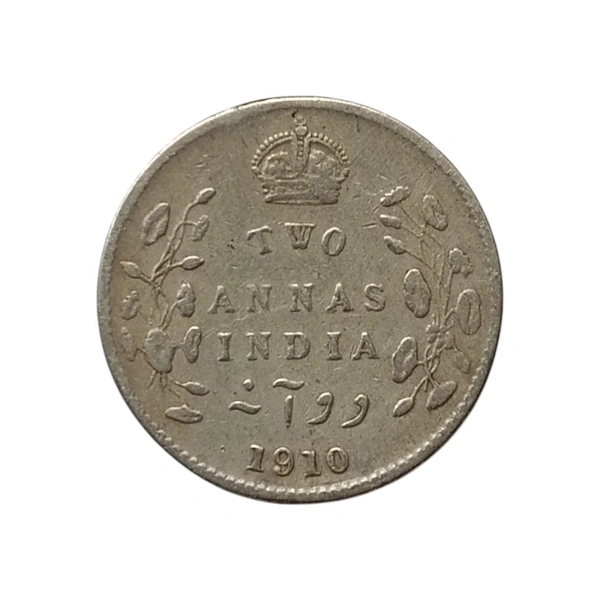 2 Annas Silver Coin - Edward 7th King  - 1910